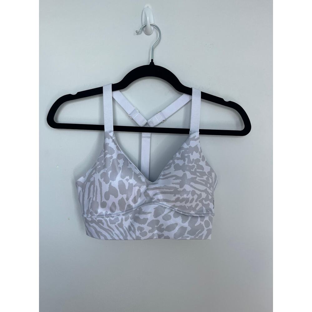 Good American‎ Sports Bra Women Size 2 White Leopard Print Stretch Crossback